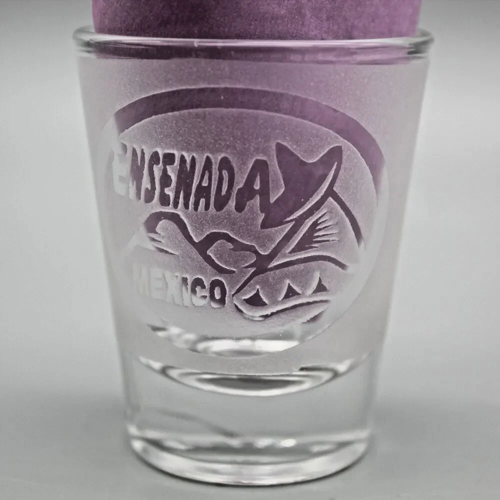 Vintage Ensenada Mexico Shot Glass Sleeping Mexican Etched Design